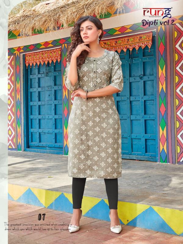 Rung Dipti 2 Heavy Slub Casual Wear Printed Kurti Collection